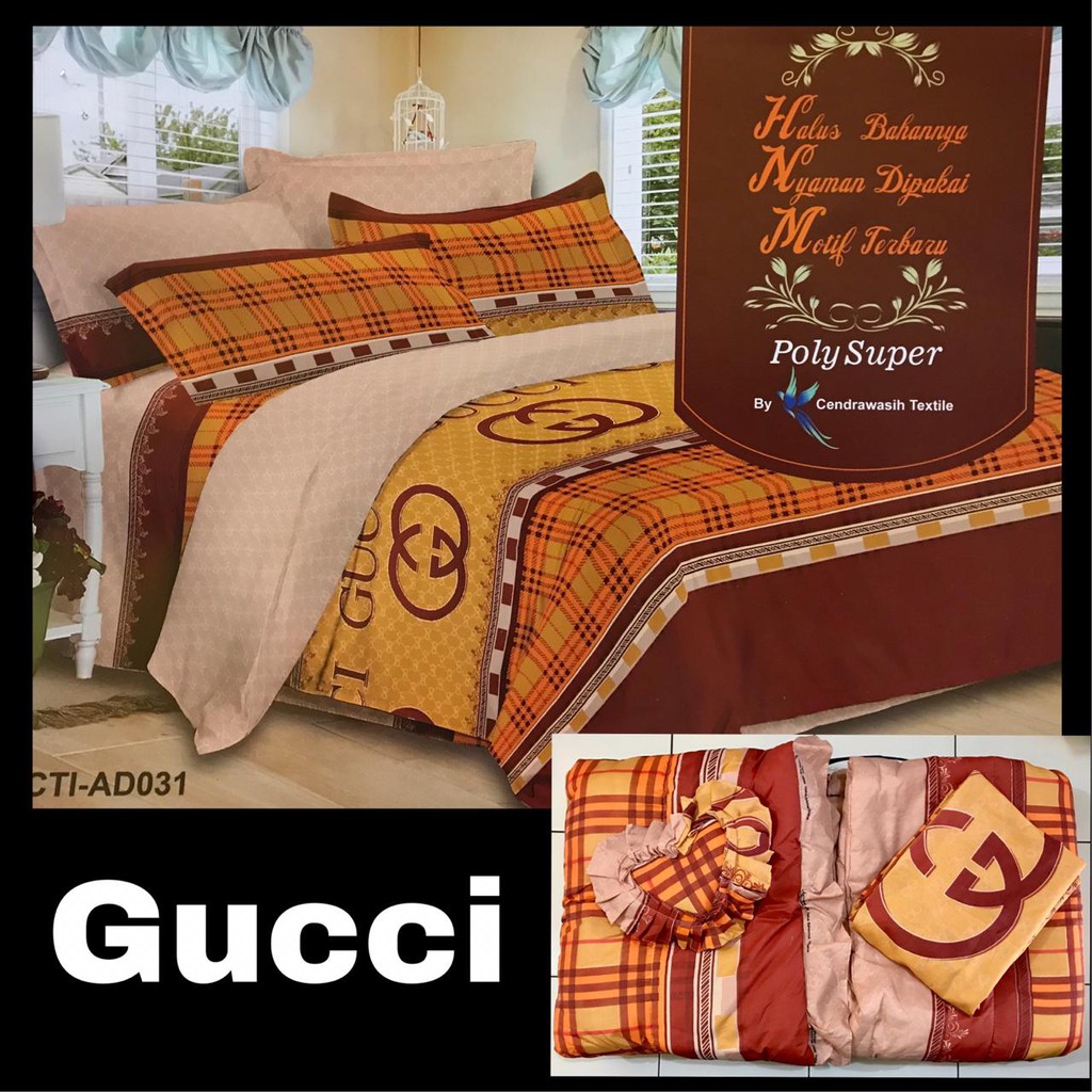 Promo murah bed cover set Gucci KING Size + Sprei ukuran 