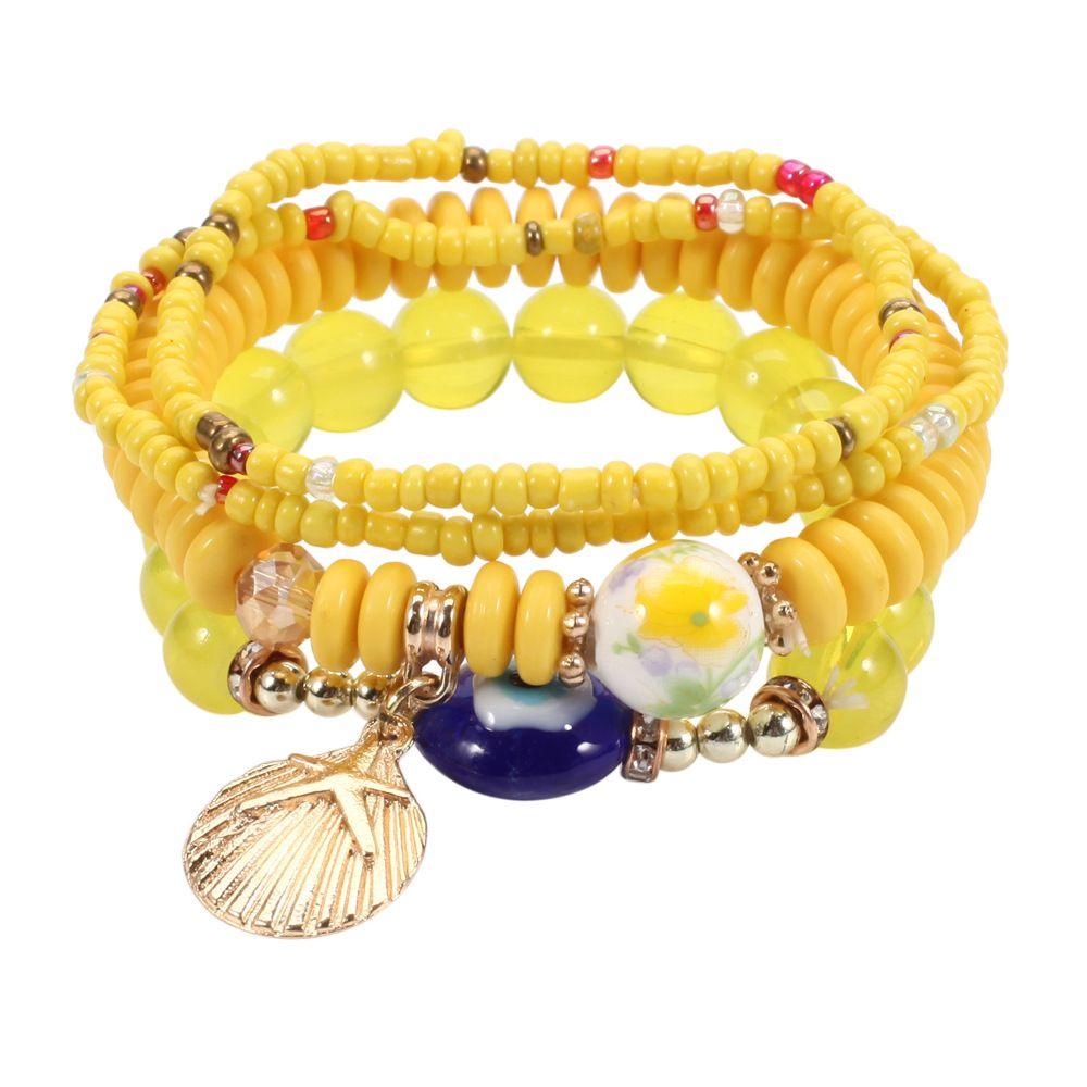 Nanas 4pcs/set Gelang Pesona Wanita Manik-Manik Bohemia Evil Eye Multilayer