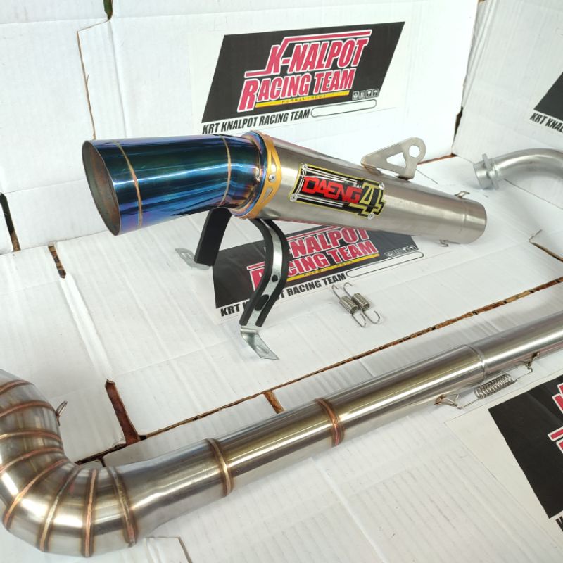 TERLARIS .. Knalpot Racing Daeng 4 Ujung biru Model Cobra Vixion Satria fu