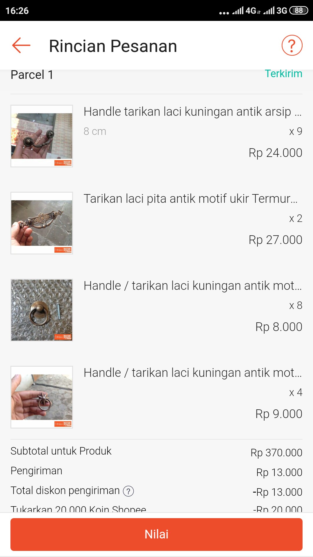 Handle / Tarikan Laci Kuningan Antik Motif Bintang Kecil Termurah