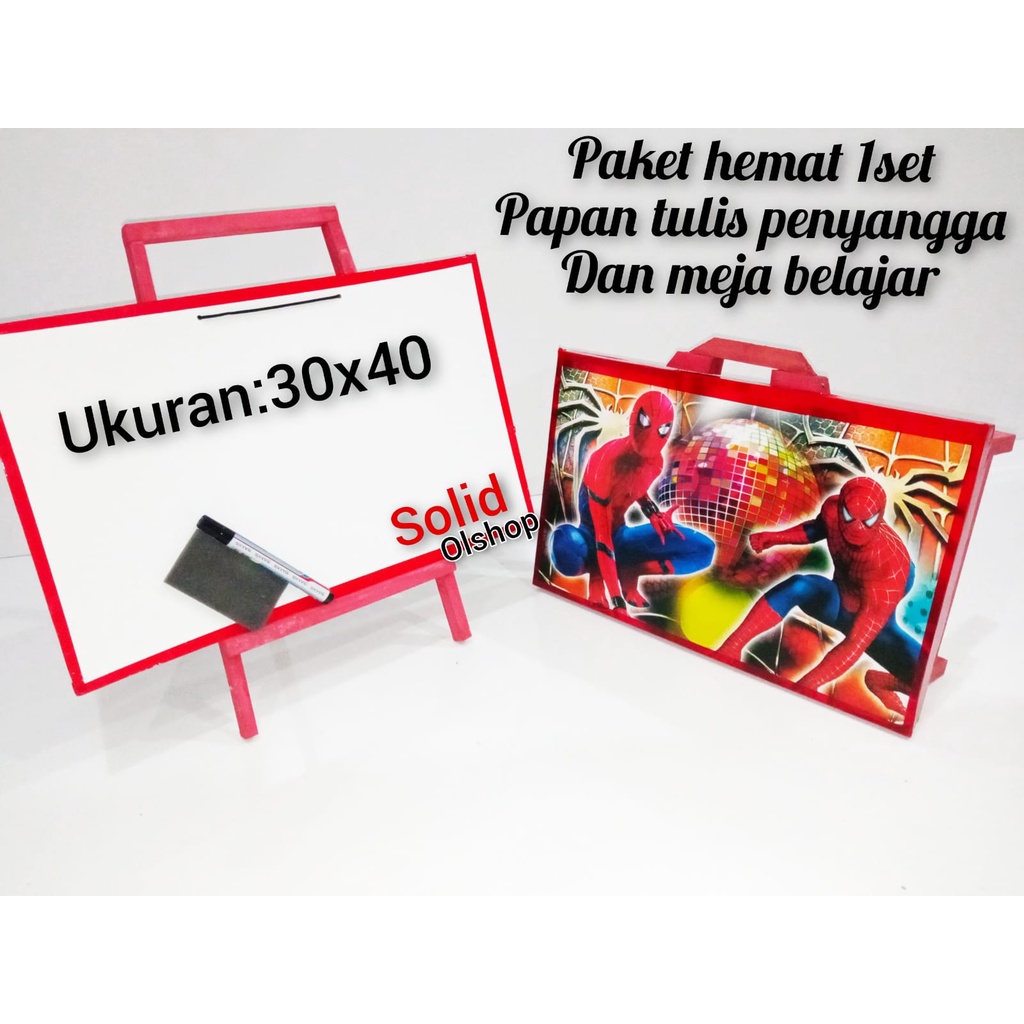 

Terlaris 1 Set Paket Hemat Alat Tulis/Papn Tulis Penyangga 30X40/Meja Belajar Karakter/Papan Tulis