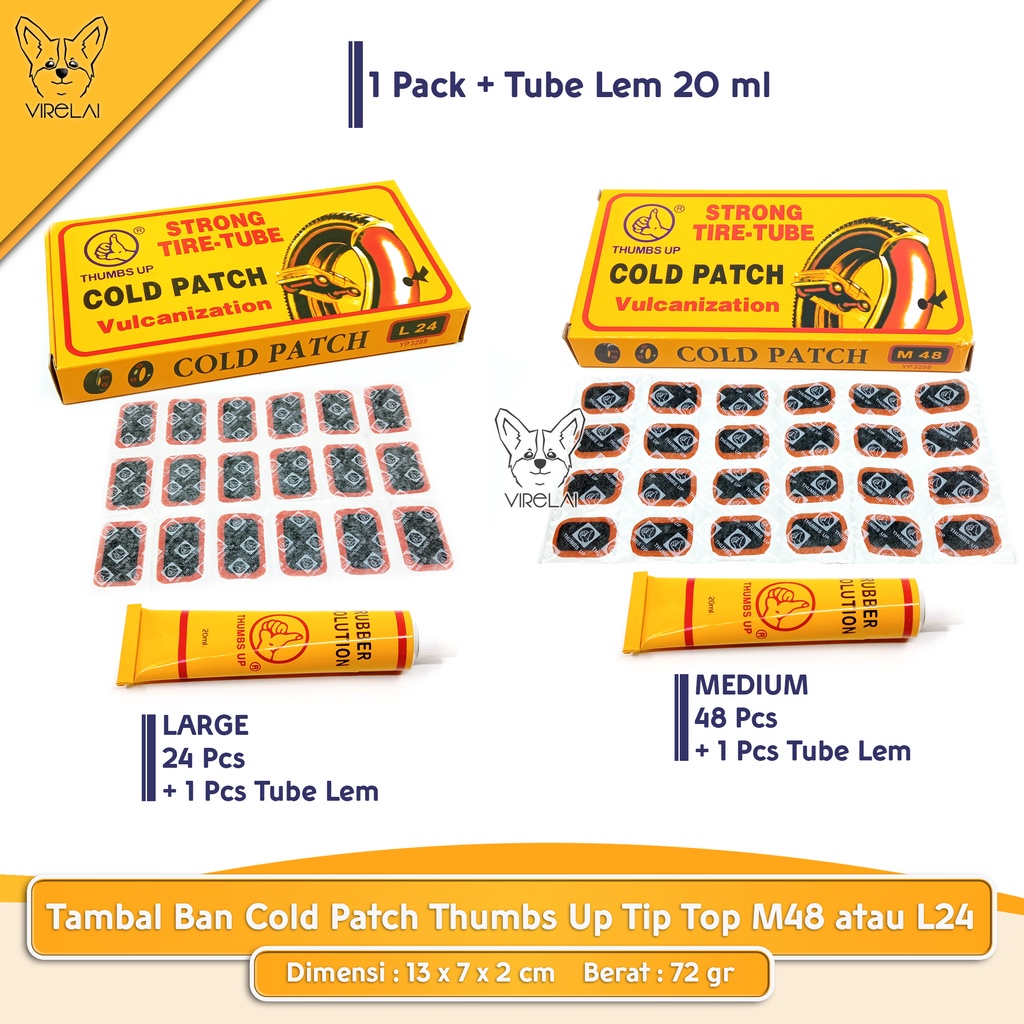 Tambal Ban Cold Patch Thumbs Up Tip Top Medium M48 PCS Large L24 PCS