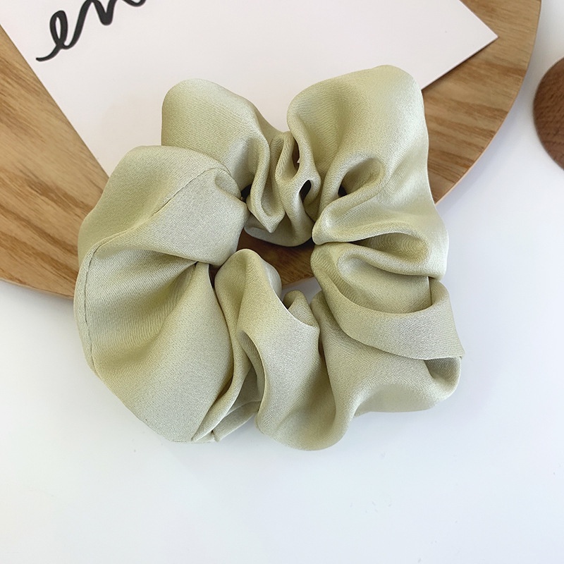 Ikat Rambut Srunchie Satin Polos Gaya Korea Untuk Wanita / Ikat Rambut Hijab Satin-FS-13 #7 Hijau