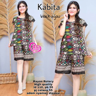 SETELAN WANITA BATIK  CELANA  PENDEK HOME SET KABITA RAYON  