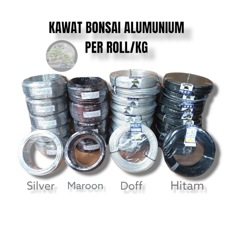 kawat bonsai alumunium  ukuran 1- 7per roll