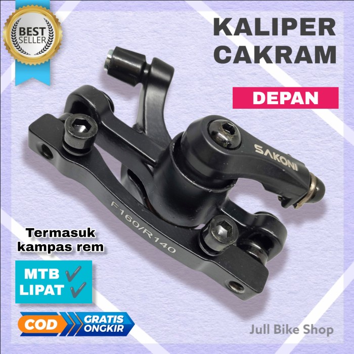 Kaliper rem cakram sepeda lipat mtb depan dan belakang caliper SAKONI disc brake kepala mekanik F160 R 140 F180 R160