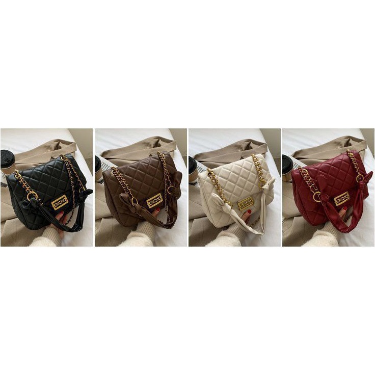 BJ15406 - BLACK/COFFEE/RED/WHITE - TAS IMPORT BAHU SLEMPANG SHOULDERBAG SALE TAS WANITA FASHION IMPORT MODIS ELEGAN TERMURAH TERLARIS TERBARU BAGSTORE JAKARTA TAS BATAM ELJ5406