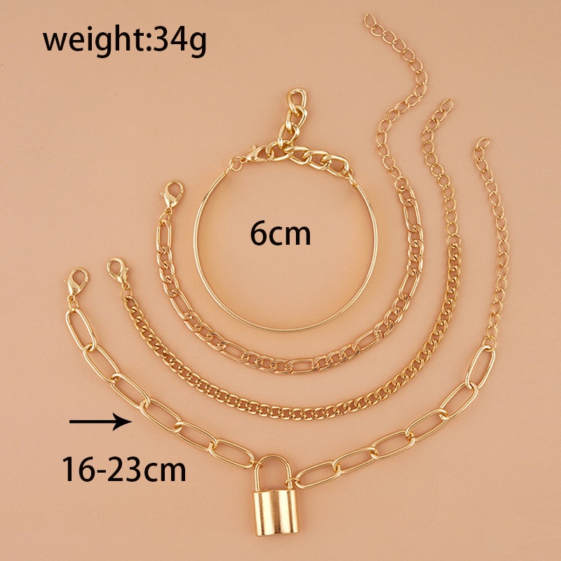 4pcs / Set Gelang Rantai Tebal Multilayer Untuk Wanita