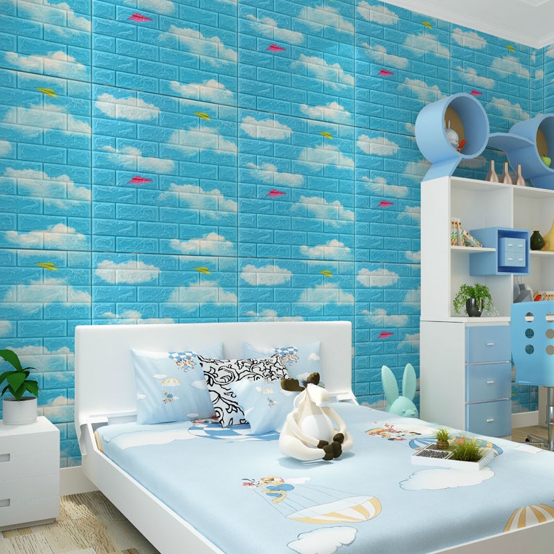 Wallpaper Dinding 3D Foam Motif Batu Bata Dekorasi Dinding Kamar Murah wallpaper pola kartun