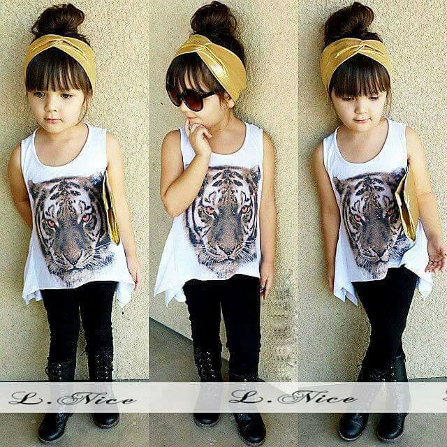 Setelan Baju Anak Cewek Tiger Girl Fashion Set 2in1 (atasan, celana)