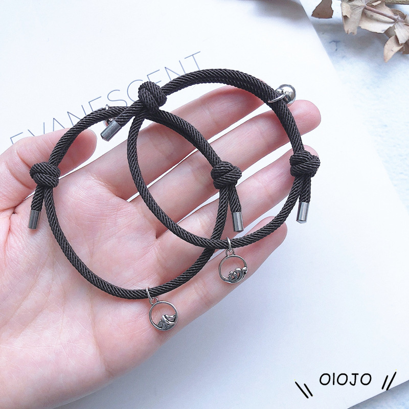 1 Pasang Gelang Couple Magnet Gelang persahabatan Tali Couple Magnet Attract Bracelets -ol