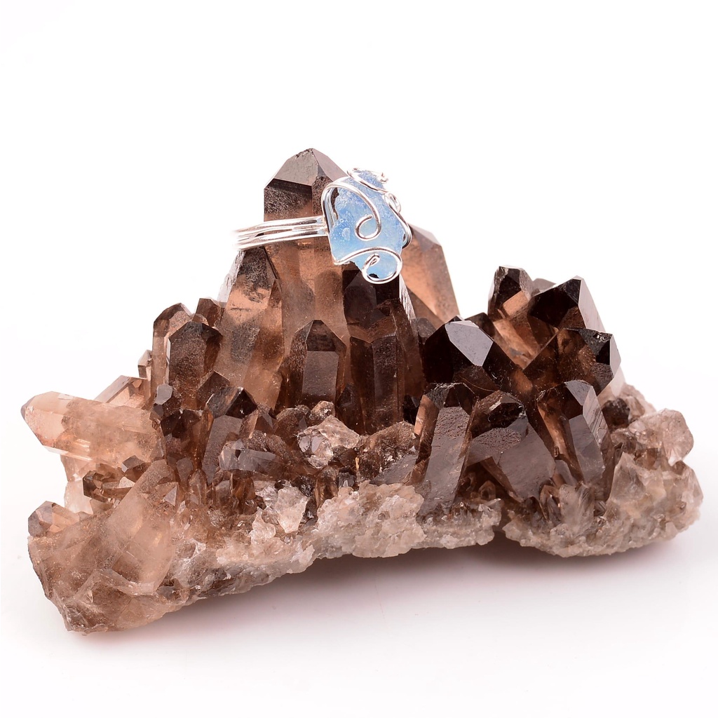 Raw Aquamarine Stone Ring - Adjustable