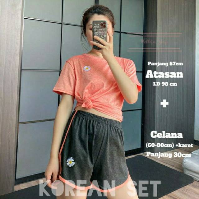  Baju  Setelan Pendek Korea  Santai Fashion Casual Wanita 