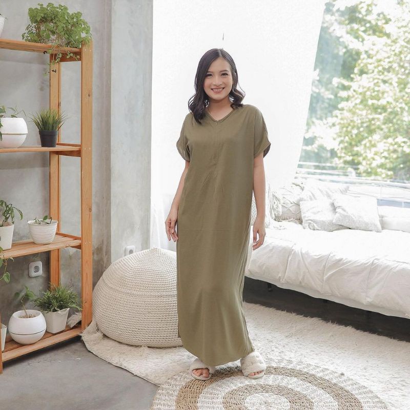 Daster panjang Rayon polos Busui Premium Quality Lengan pendek