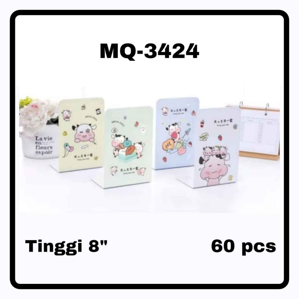 

ROYALE STATIONARY - STAND BOOK / Book END / PEMBATAS Buku MOTIF SAPI / COW Bahan Besi dapat 2 pcs MQ-3424