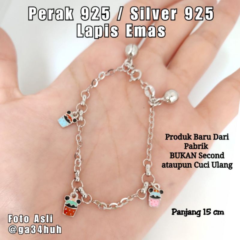 Gelang Anak Perak 925 Lapis Emas Gelang Perak Anak Gelang Anak Silver 925 Gelang Tangan Anak Perak