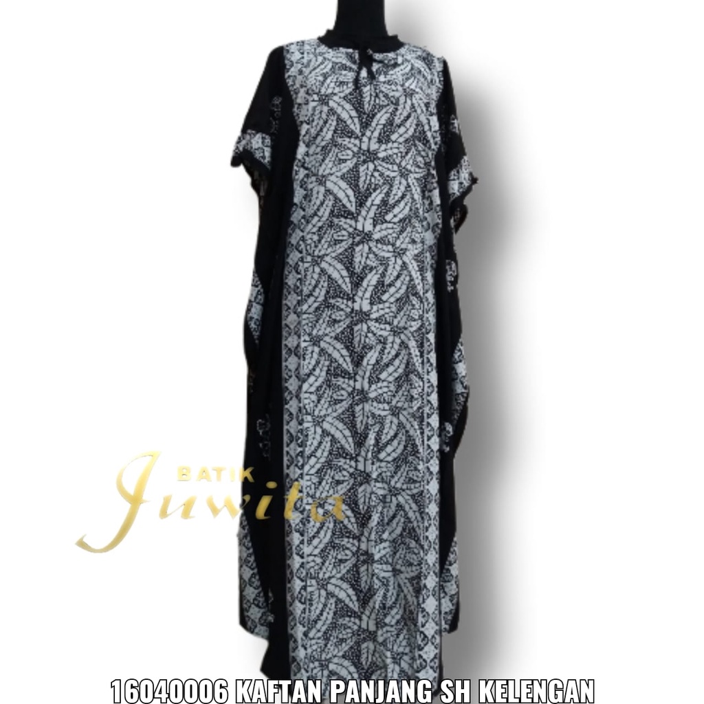 KAFTAN KELELAWAR DASTER LOWO PANJANG CAP KELENGAN HITAM PUTIH SHANTUNG RAYON DINGIN