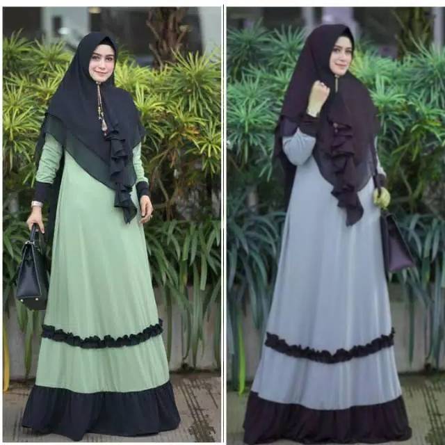 Gamis jersey rempel Aura.BUSUI (Jersey lemonskin/kwalitas terbaik)