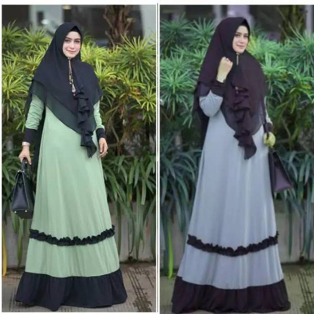 Gamis jersey rempel Aura.BUSUI (Jersey lemonskin/kwalitas terbaik)