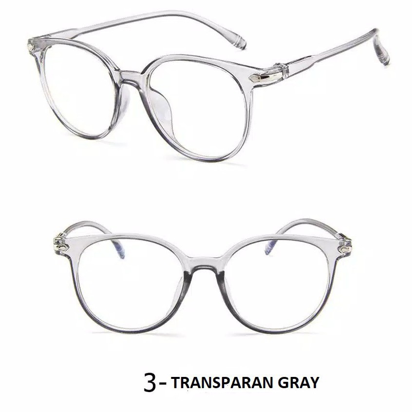 SMS Kacamata Anti Radiasi 15959 Kaca Mata Pria Wanita Frame Sunglasses Lensa Transparan Import-TRANS GRAY