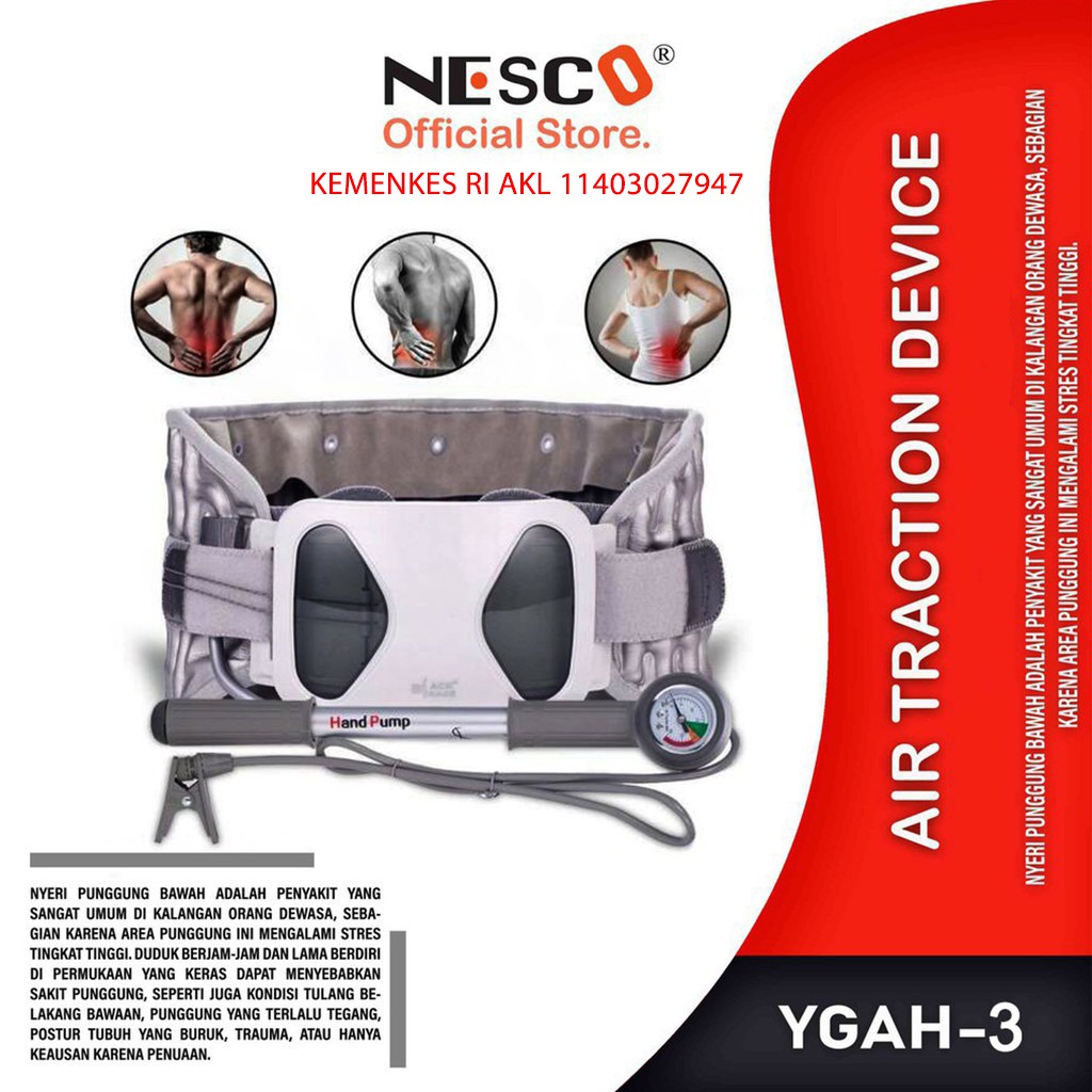 ALAT FISIOTERAPI, ALAT TERAPI NYERI PINGGANG/PUNGGUNG NESCO,  LUMBAR AIR TRACTION DEVICE YGAH-3