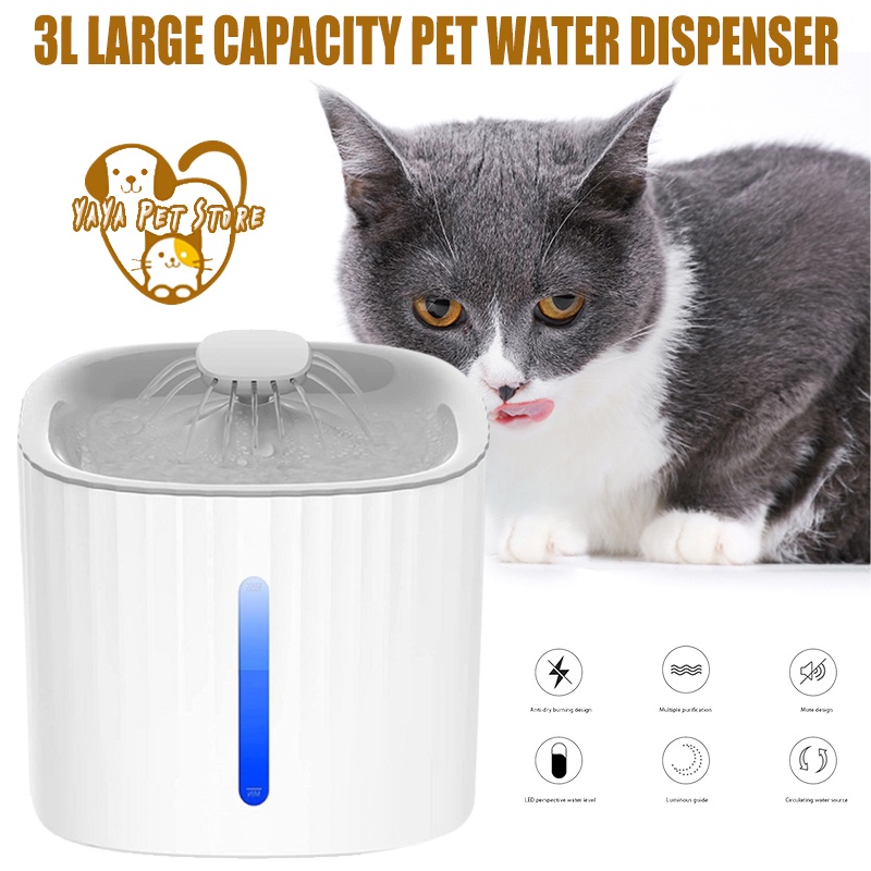 Water Dispenser Tempat Minum Kucing Anjing 3L Water Feeder Air Mancur