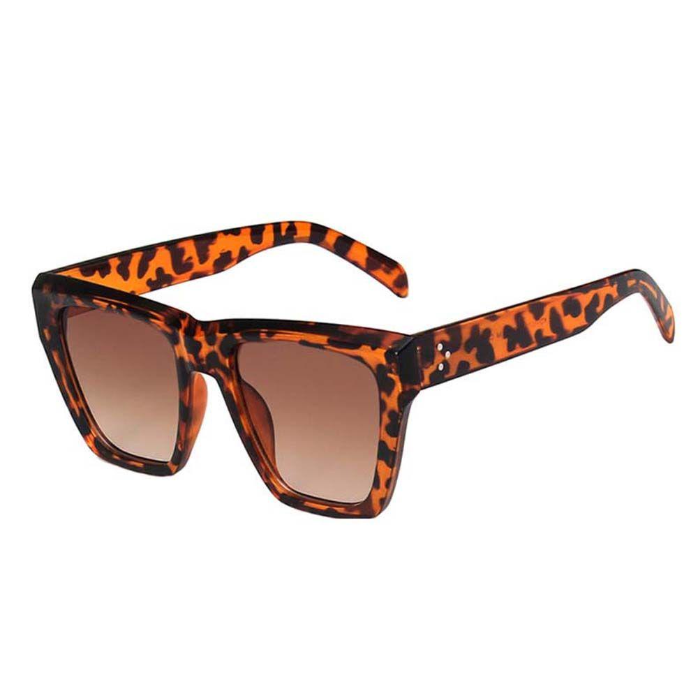 Mxbeauty Kacamata Hitam Kotak Elegan Fashion Visor Eyewear Motif Leopard Square Frame Hitam Wanita Sunglasses