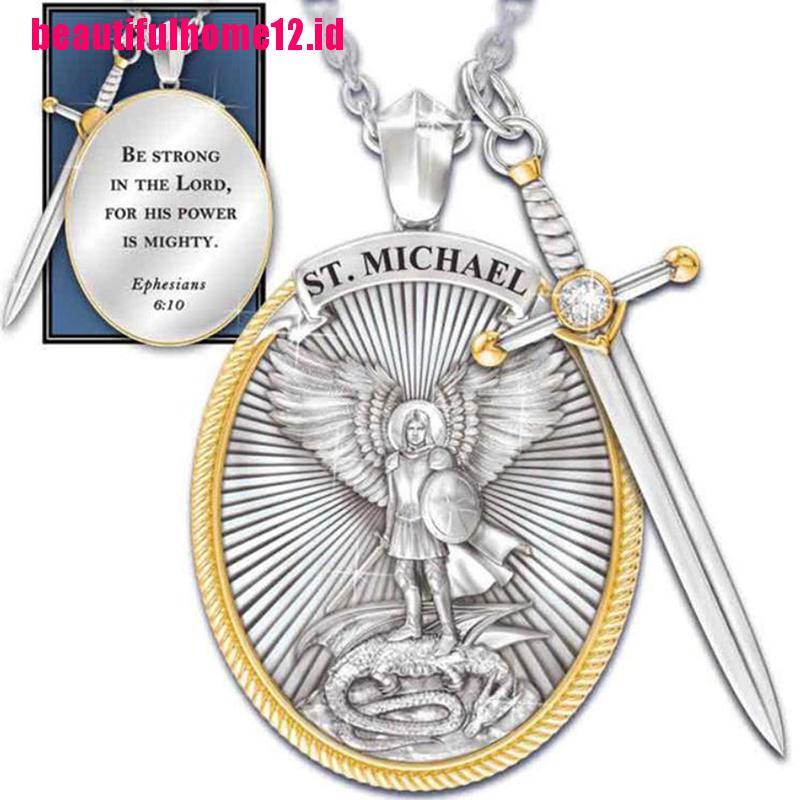 Liontin Desain Michael Untuk Katolik Kalung Rantai Dengan Liontin Michael The Archangel Untuk Wanita