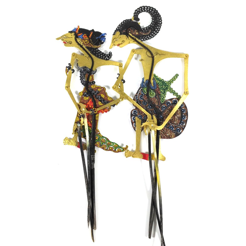 Miniatur Wayang Kulit Mini 20 cm - Arjuna &amp; Srikandi