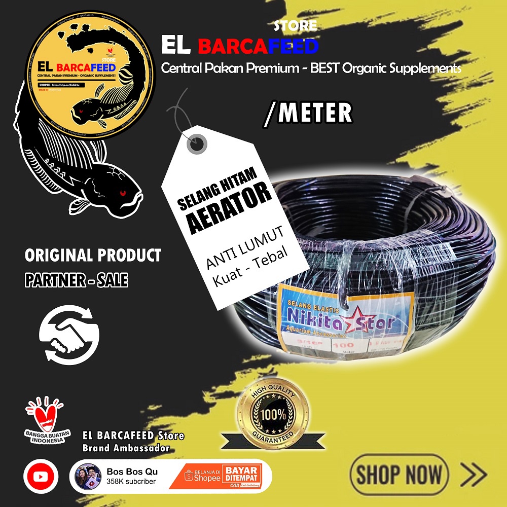 SELANG AERATOR HITAM NIKITA STAR PREMIUM  ( Anti Lumut, Tebal, Kuat, harga permeter ) - EL BARCAFEED PARTNERSALE