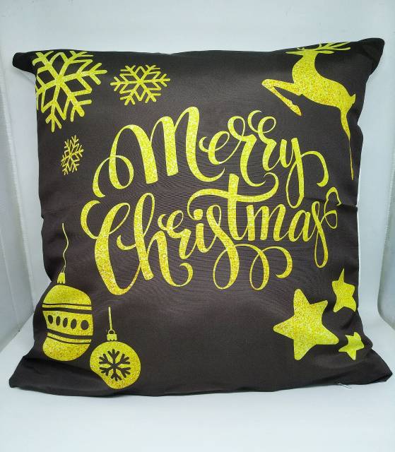 Christmas Pillow Case Sarung Bantal Sofa Bentuk Persegi Motif Natal