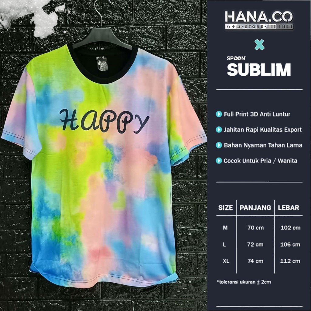 KAOS FULL PRINT SUBLIM DISTRO PRIA/WANITA MOTIF HAPPY COLOR