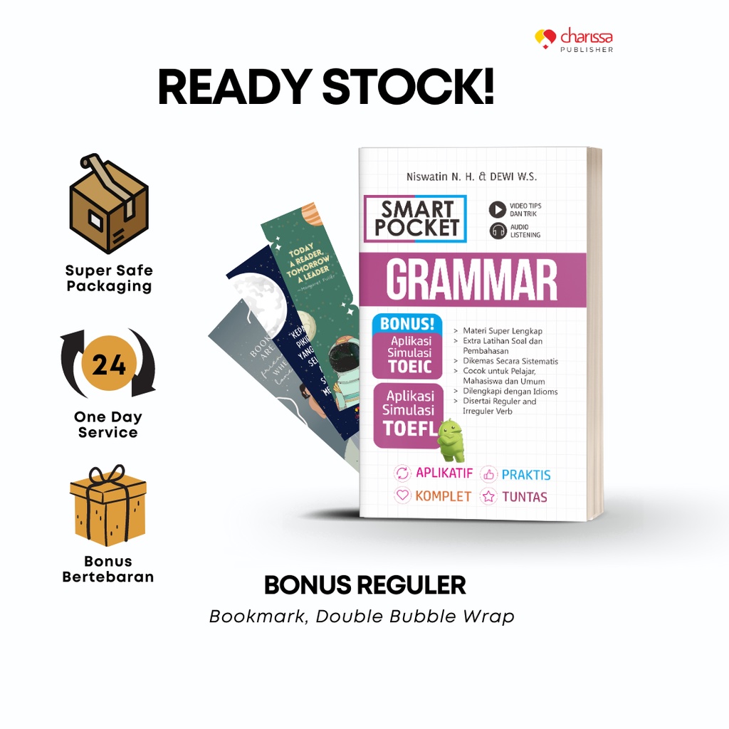Charissa Publisher - Paket Bahasa Inggris Smart Pocket Conversation, Toeic, Toefl, Grammar Free Fun and Easy-GRAMMAR