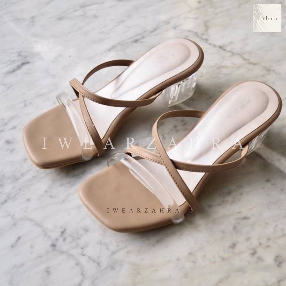 ARIA in Mocca- 5cm Clear Heels Transparan Hak Kaca Wanita