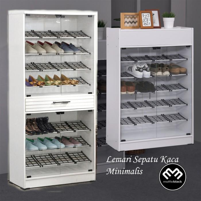 Blackmabel - Lemari Rak Sepatu Kaca Exclusive Minimalis Elegan Tinggi