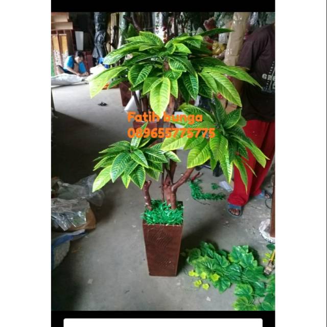 Bonsai luky pohon bunga hias plastik artificial