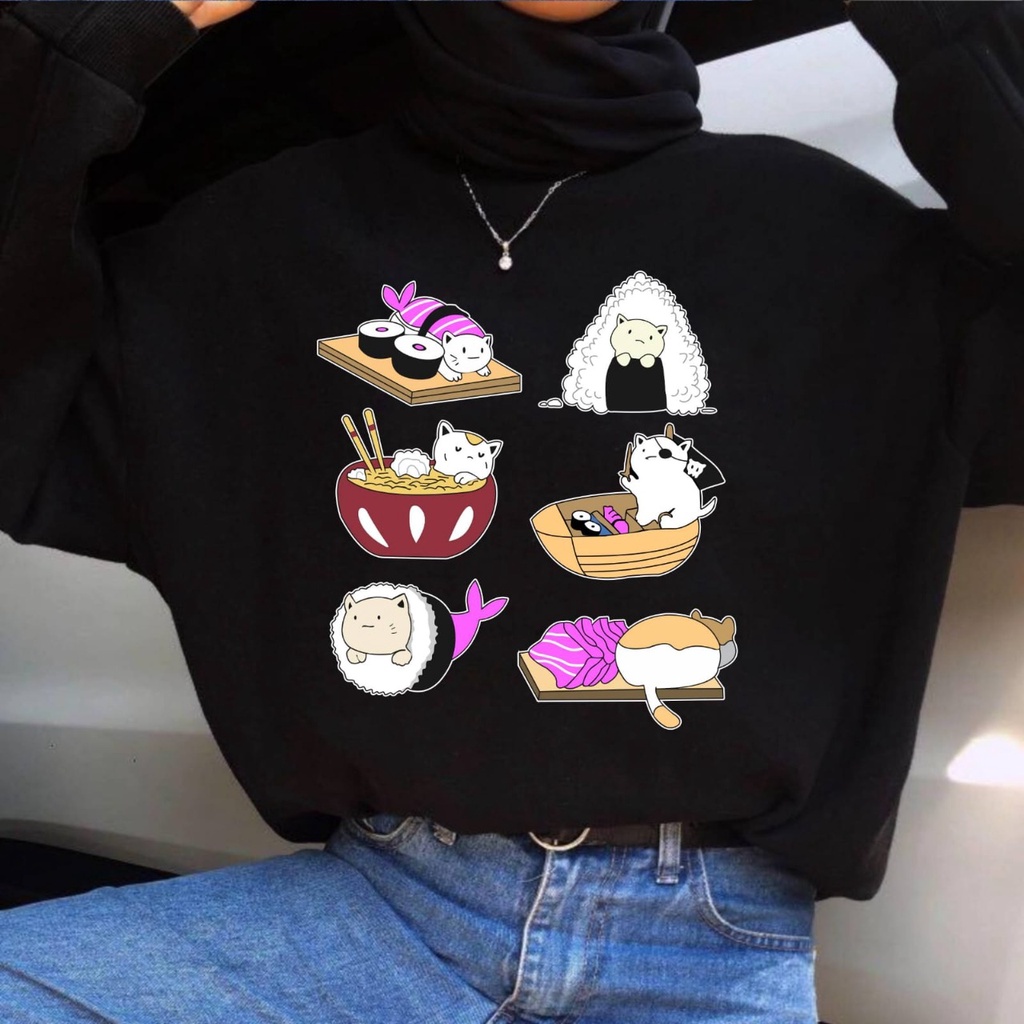 TokoMilkan - Sweater Crewneck Wanita &amp; pria KITTEN SUSHI | Sweater CN Sweatshirt Fleece