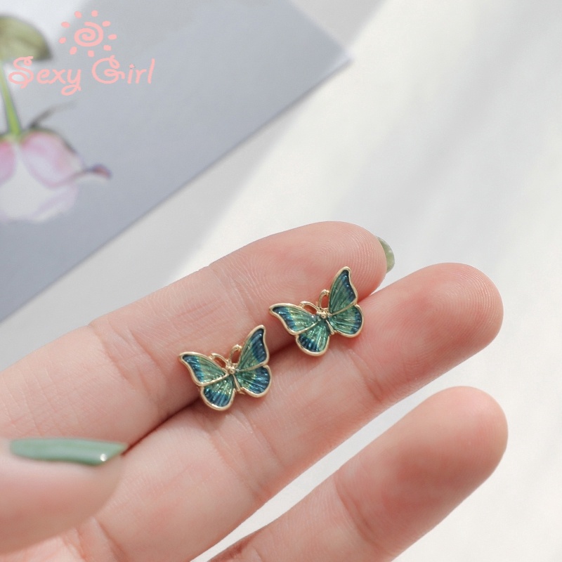 Anting Tusuk Desain Kupu-Kupu Kecil Simple Chic Gaya Korea Untuk Wanita 2021