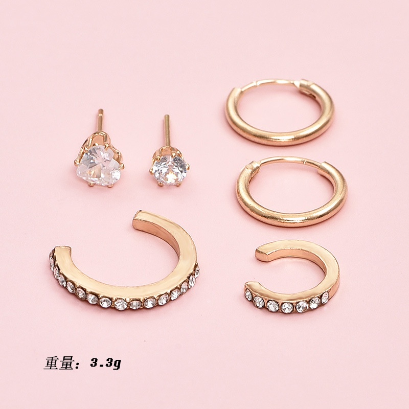 Set Anting Stud Desain Kupu-Kupu Bintang Bulan Lingkaran Geometris Aksen Berlian Imitasi Warna Permen Untuk Wanita