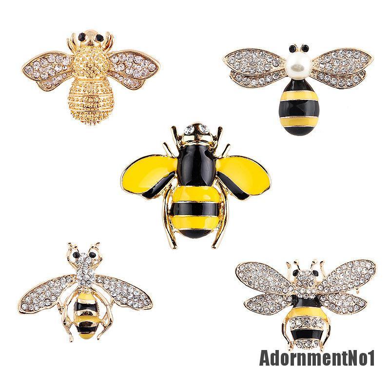 (Adornmentno1) Bros Pin Enamel Desain Lebah Bumblebee Hias Kristal