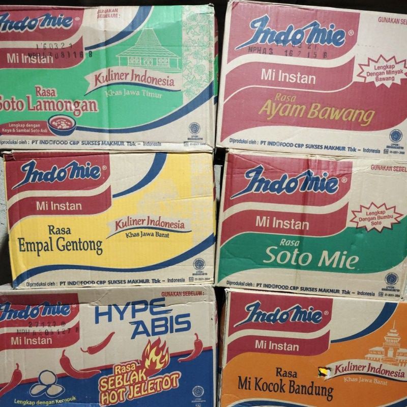 

INDOMIE Ayam Bawang/Soto/Empal Gentong/Kocok Bandung/Soto Lamongan/Seblak Jeletot (KARTON)