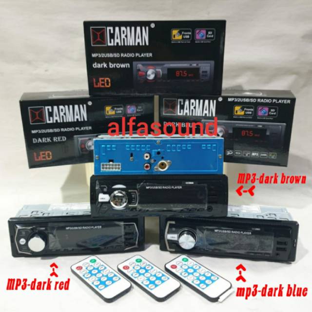 Single din carman tape mobil carman mp3 mp 3 bluetooth usb LED