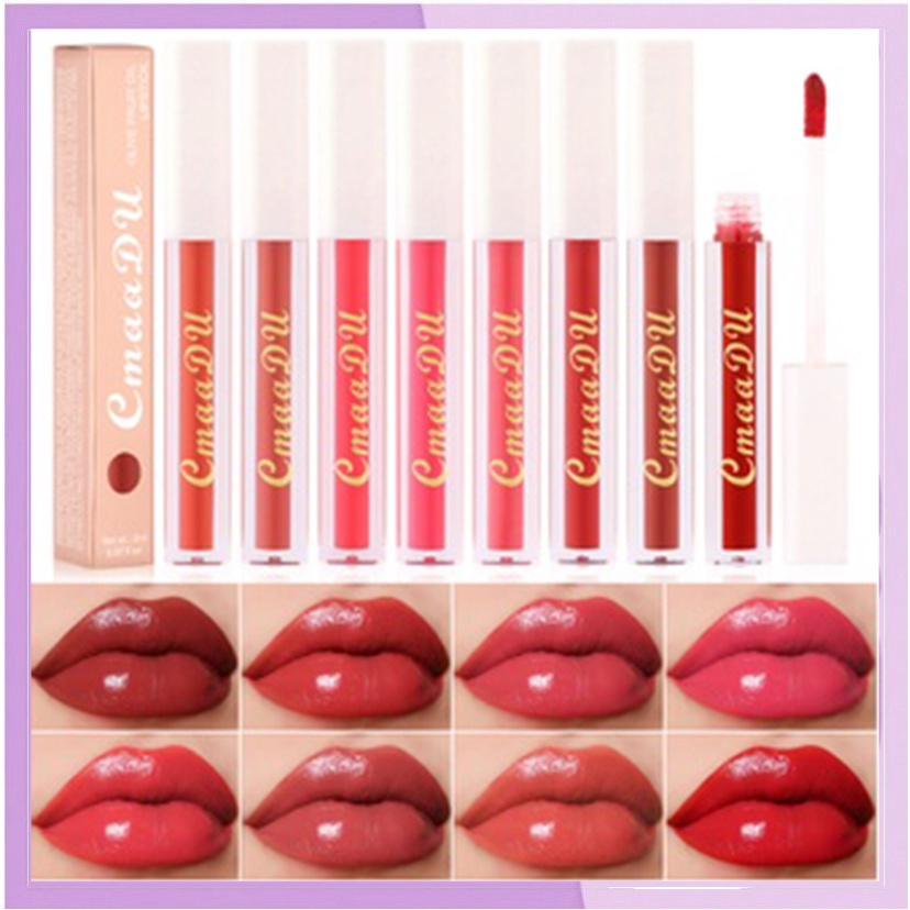 CMAADU Lipstik Olive Fruit Oil Gloss Lipstick 8 Warna Liquid Waterproof And Durable XX060