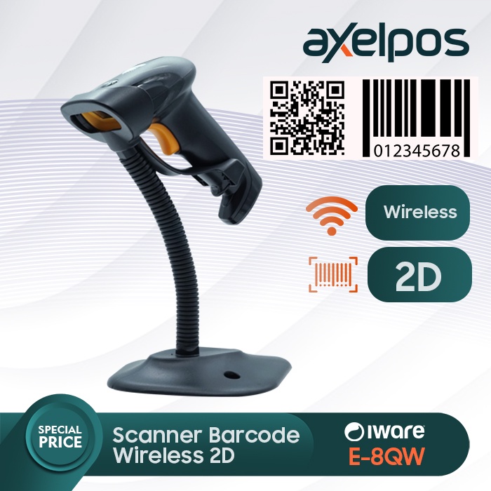 BARCODE SCANNER WIRELESS 2D IWARE E-8QW WITH STAND