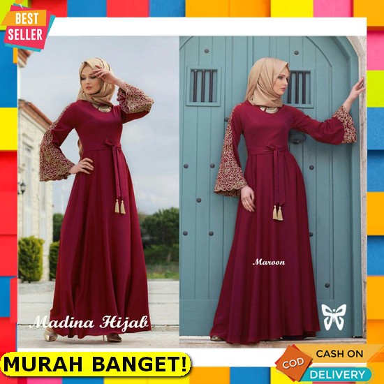 Lauren Pleated Longsleeves Dress Plisket Dress Kimono Dress Hijab Dress Premium Dress Import Bangkok