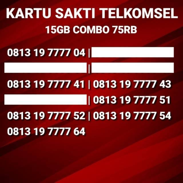 Sakti Combo Nomer Cantik Telkomsel Kartu Perdana Nomor Cantik Simpati 4G LTE Kwartet 0813 19 7777 xx
