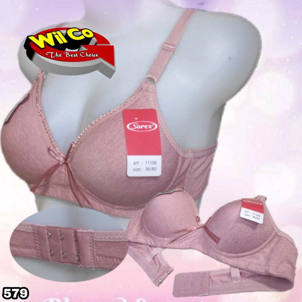 K579 - BRA/BH WANITA SOREX BUSA TIPIS TANPA KAWAT DUA PENGAIT SIZE 34 - 40