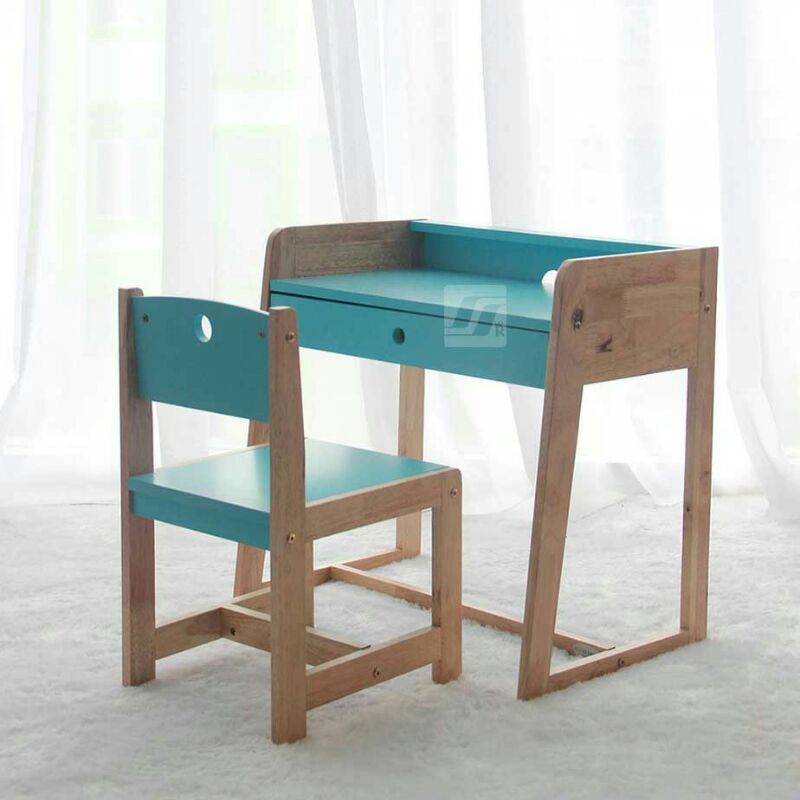 Meja belajar anak set kursi kayu Charleston biru