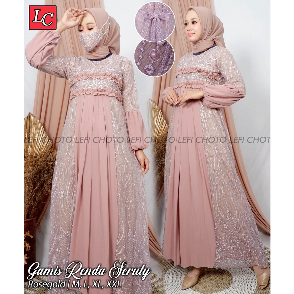 Gamis Renda Ceruty / Gamis Modern / Kebaya Pesta / Kebaya Brukat / Gamis Pesta Mewah /Kebaya Modern