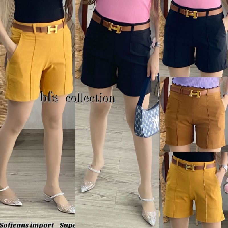 Hot Pant Soft Jeans Stretch Import free belt H